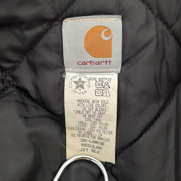 Vintage Carhartt J21 BLK Hooded Jacket Men's 3XL Black USA Workwear - Picture 3 of 5